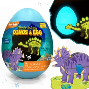 Imagimake Mapology Dino & Egg - Blue Glow in The Dark Dinos & Egg 3D Dinosaur Puzzle for Kids  Build and Play with Glowing Dinosaur Toys  Kids Ages 5+