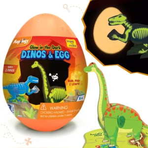 Imagimake Mapology Dino & Egg - Orange Glow in The Dark Dinos & Egg 3D Dinosaur Puzzle for Kids  Build and Play with Glowing Dinosaur Toys  Kids Ages 5+