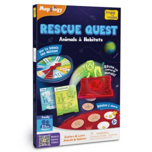 Mapology Rescue Quest–Animals & Habitats Spin, Discover & Rescue Animals Educational Toys Ages 5+