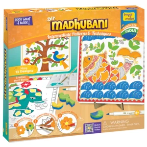 Imagimake DIY Madhubani Art Kit Make 12 Paintings Madhubani Painting & Colouring Kit Using Water Brush Pen & Stamps Art & Craft Kit for Kids & Adults Gift for Girls Age 8+