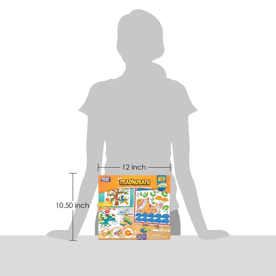 Imagimake DIY Madhubani Art Kit Make 12 Paintings Madhubani Painting & Colouring Kit Using Water Brush Pen & Stamps Art & Craft Kit for Kids & Adults Gift for Girls Age 8+ - Image 7