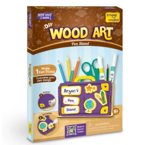 Imagimake DIY Wood Art Pen Stand Make Customized Wooden Pen Stand Colouring & Painting DIY Art & Craft Kit Ages 5+