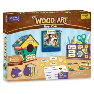 Imagimake DIY Wood Art Mega Pack Make Customized  Photo Frames, Pen Stand and Bird House Painting & Colouring Art & Craft kit Ages 5+