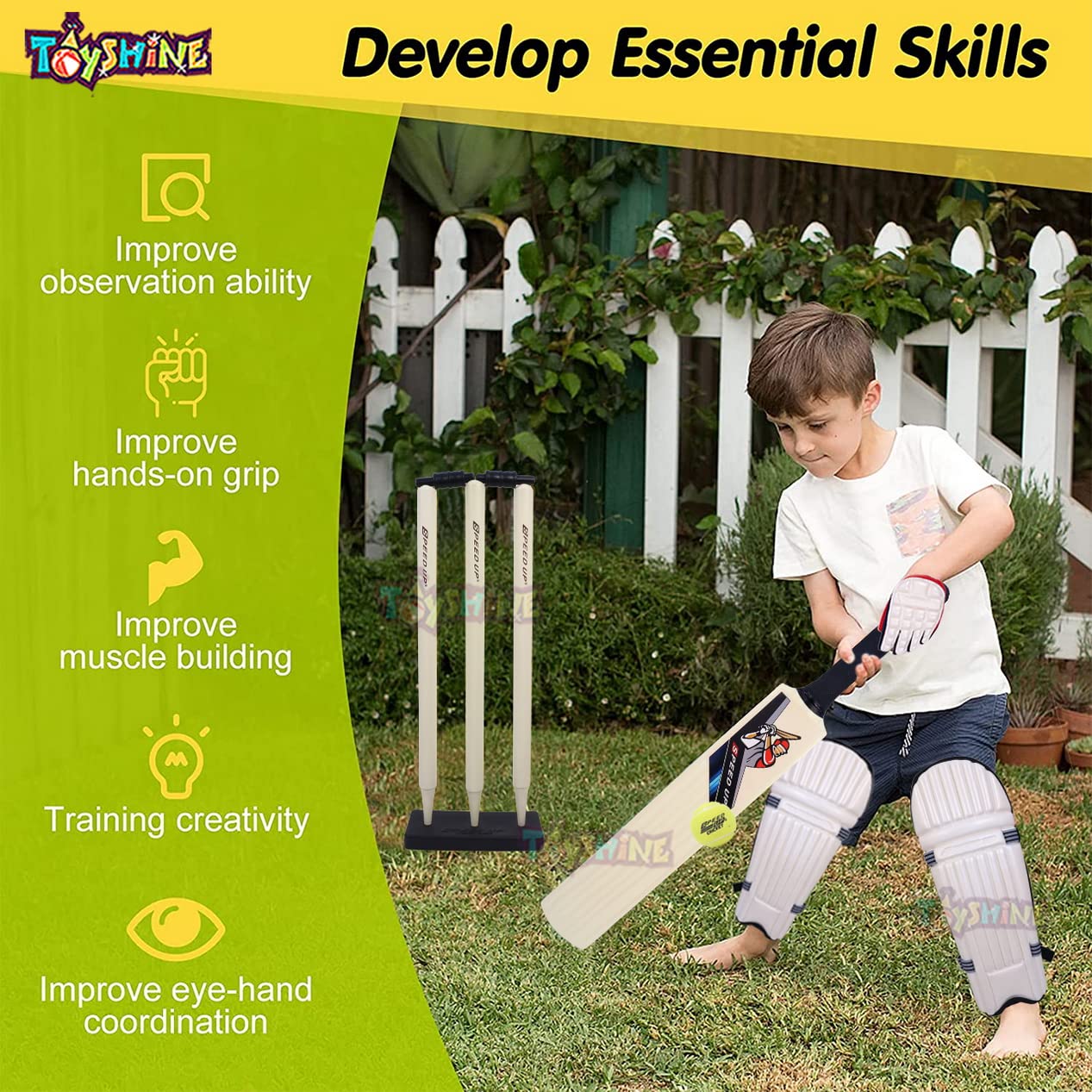 Speed Up X-Treme Cricket Combo Kit Size-6 for Kids with Bat, Stumps, Pads, Gloves and Ball, Outdoor Sports Toy, Picnic Fun, Ages 6+ - Image 2