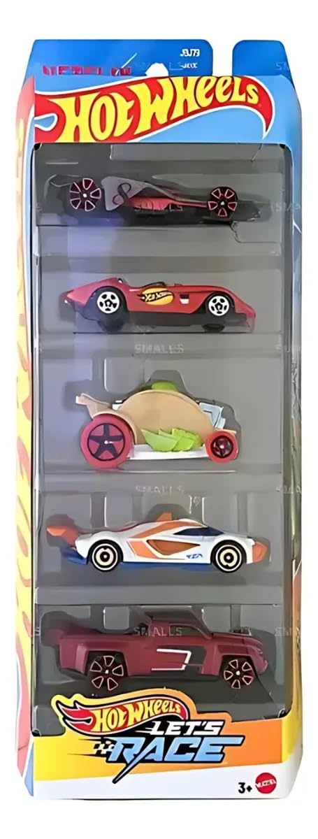 Hot Wheels Let's Race Pack of 5 (Bad to The Blade, Glory Chaser, Car De Asada, Mach Speeder, Solid Muscle) Multi - Color, Ages 3+