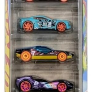 Hot Wheels Stunt Tracks Pack of 5 (Scoopa Di Fuego, La Fasta, Rev Rod, Torque Twister, Lightnin Bug) Multi - Color, Ages 3+