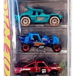 Hot Wheels Baja Blazers Pack of 5 (Bull Whip, 87 Dodge D100, Ford Bronco R, Mountain Mauler, 17 Jeep Wrangler) Multi - Color, Ages 3+