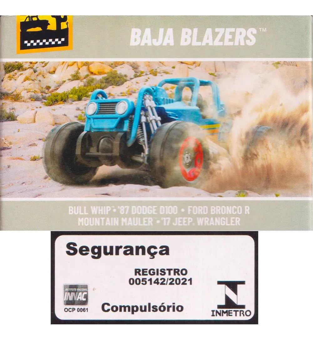 Hot Wheels Baja Blazers Pack of 5 (Bull Whip, 87 Dodge D100, Ford Bronco R, Mountain Mauler, 17 Jeep Wrangler) Multi - Color, Ages 3+ - Image 2