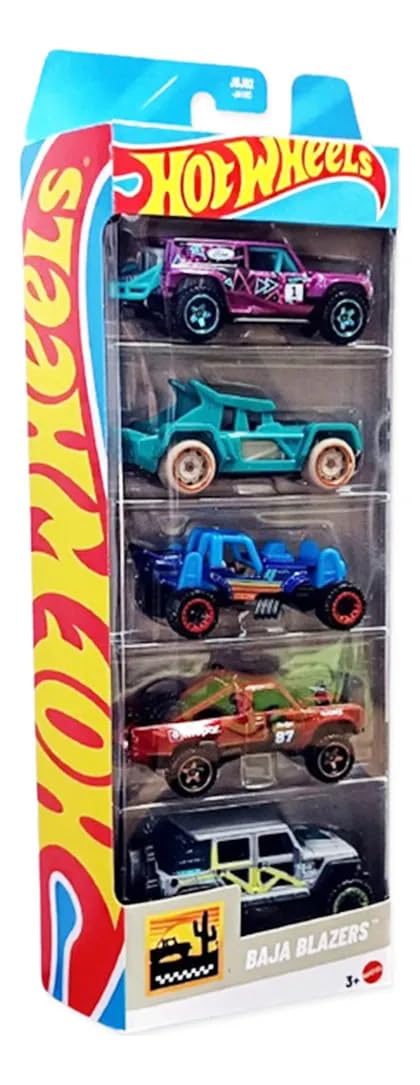 Hot Wheels Baja Blazers Pack of 5 (Bull Whip, 87 Dodge D100, Ford Bronco R, Mountain Mauler, 17 Jeep Wrangler) Multi - Color, Ages 3+ - Image 3