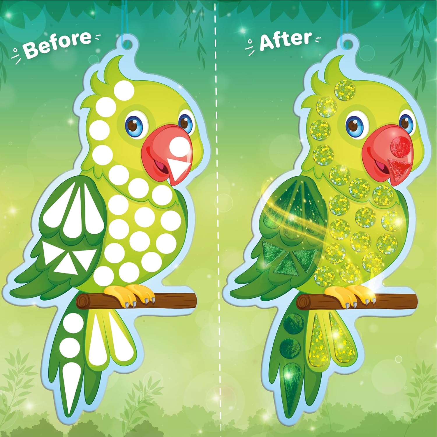 Imagimake Mirror Mosaic : Birds Mess Free DIY Mosaic Craft kit Travel Toys for Kids, Ages 3+ - Image 3