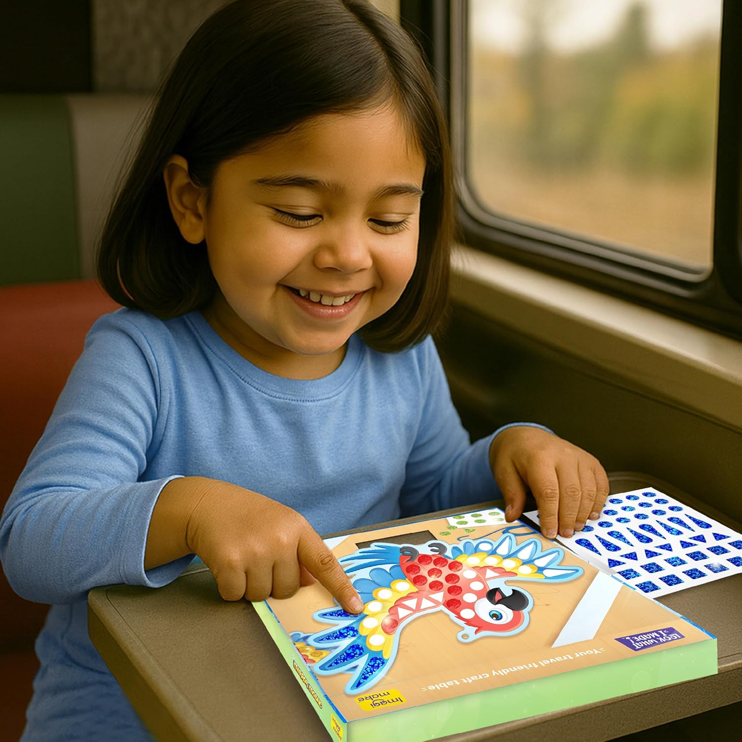 Imagimake Mirror Mosaic : Birds Mess Free DIY Mosaic Craft kit Travel Toys for Kids, Ages 3+ - Image 5