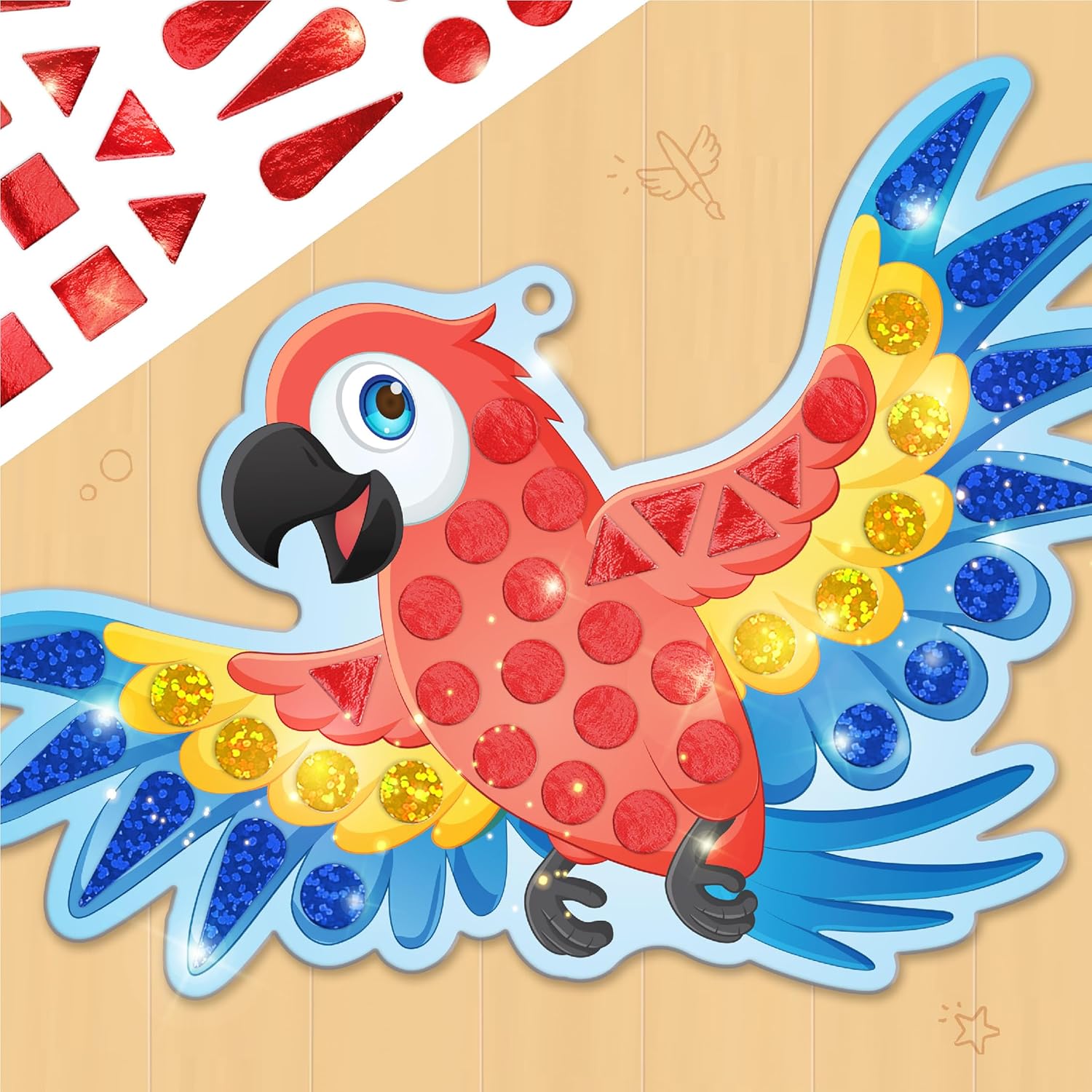 Imagimake Mirror Mosaic : Birds Mess Free DIY Mosaic Craft kit Travel Toys for Kids, Ages 3+ - Image 6