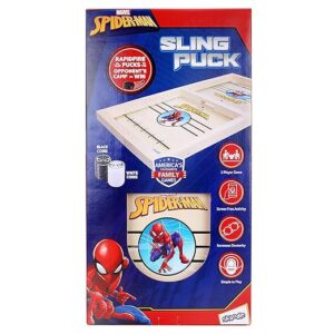 Skoodle Marvel Sling Puck Game Board String Hockey Toy (Spider Man) Portable Table Interactive Board Game for Kids & Adults, Desktop Board Game,Ages 6+