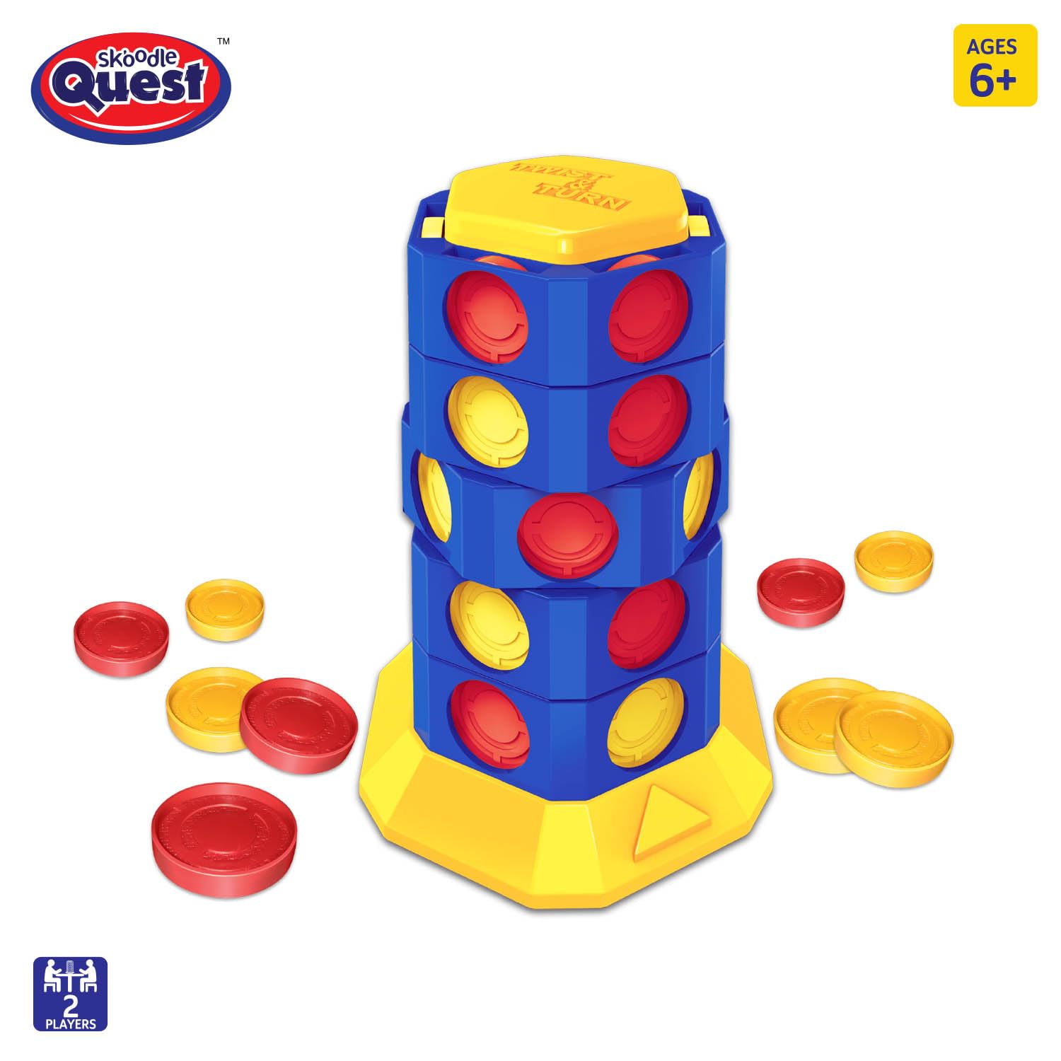 Skoodle Quest Bridge 4 Twist & Turn Tower Board Game Strike 4 Stacking Game for Drop Connect & Match Puzzle 2 Player Toys, Ages 6+ - Image 4
