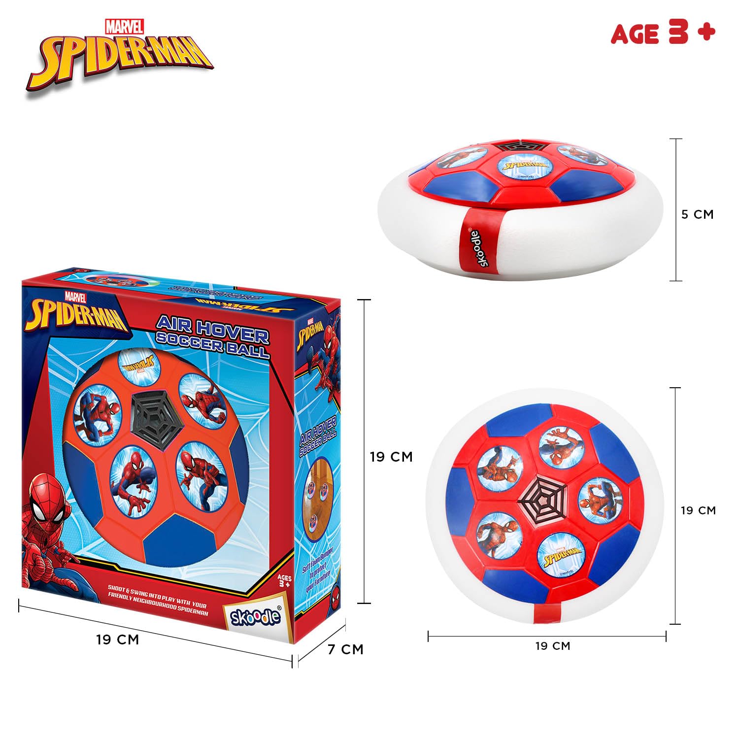 Skoodle Spiderman Air Soccer Ball Non Rechargeable Battery Powered Hover Football, Indoor Electric Smart Air Football. Fun Game for Kids, Ages 3+ - Image 4