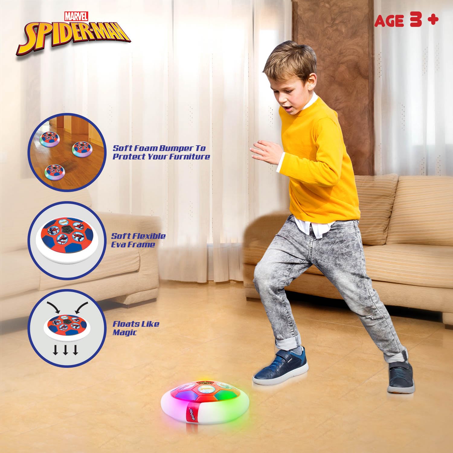 Skoodle Spiderman Air Soccer Ball Non Rechargeable Battery Powered Hover Football, Indoor Electric Smart Air Football. Fun Game for Kids, Ages 3+ - Image 9