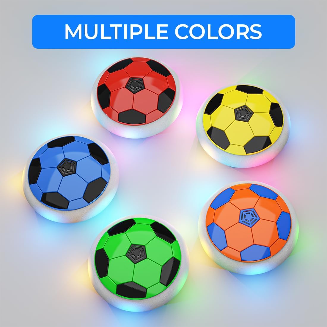 Skoodle Green Range Air-Flo Hover Soccer Rechargeable Football (Blue Colore), Indoor Floating Air Ball with LED Lights Electric Hover Hoverball Toy, Indoor Game, Ages 3+ - Image 4