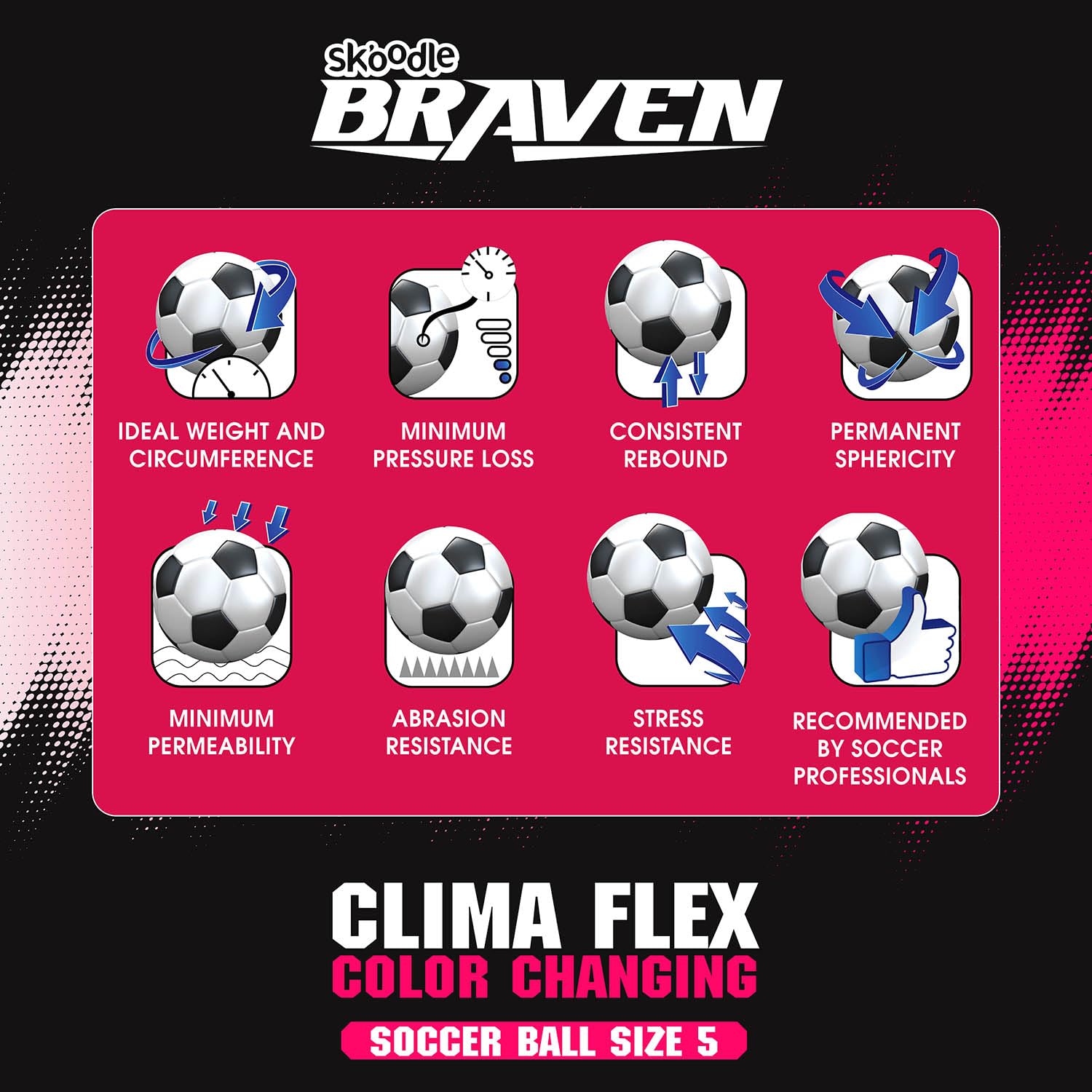 Skoodle Braven Color Changing Football Size 5 (Climaflex) - Innovative Design for Dynamic Play - Image 6