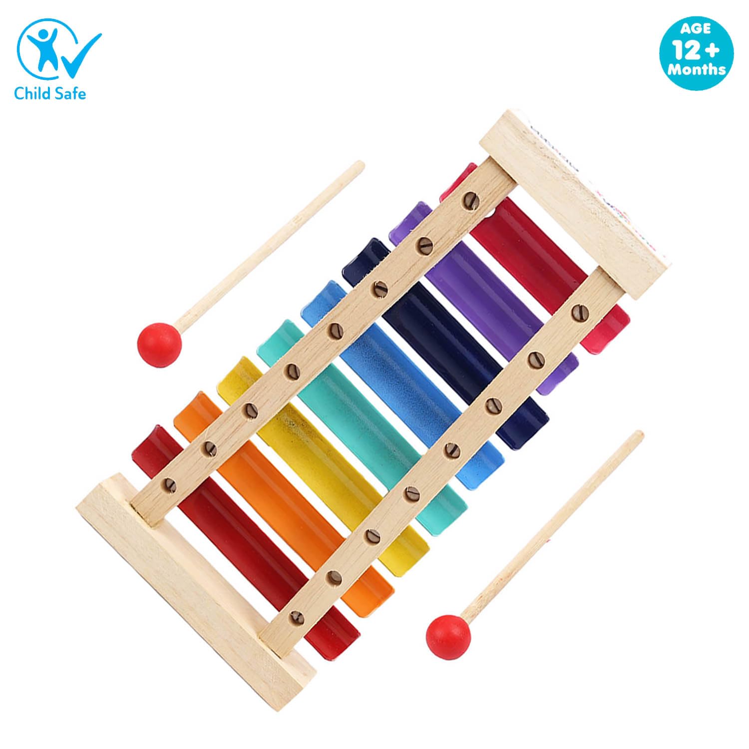 Skoodle My First Xylophone for Kids and Toddlers with Harmonica, Best Educational Musical Instrument with Wooden Mallets for Boys and Girls, Best for Gifts (1 Xylophone + 2 Sticks), Ages 12Month+ - Image 4