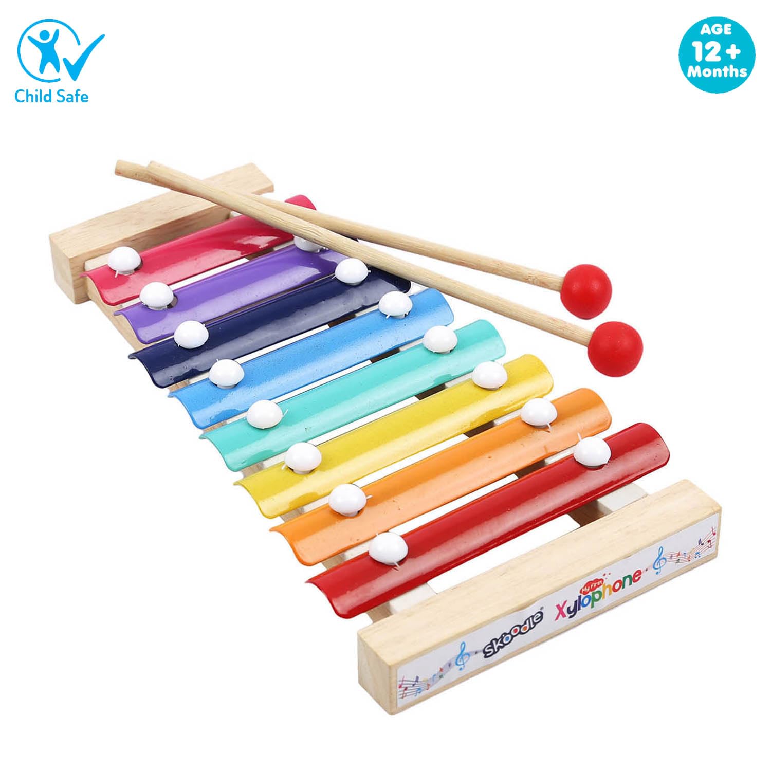 Skoodle My First Xylophone for Kids and Toddlers with Harmonica, Best Educational Musical Instrument with Wooden Mallets for Boys and Girls, Best for Gifts (1 Xylophone + 2 Sticks), Ages 12Month+ - Image 5