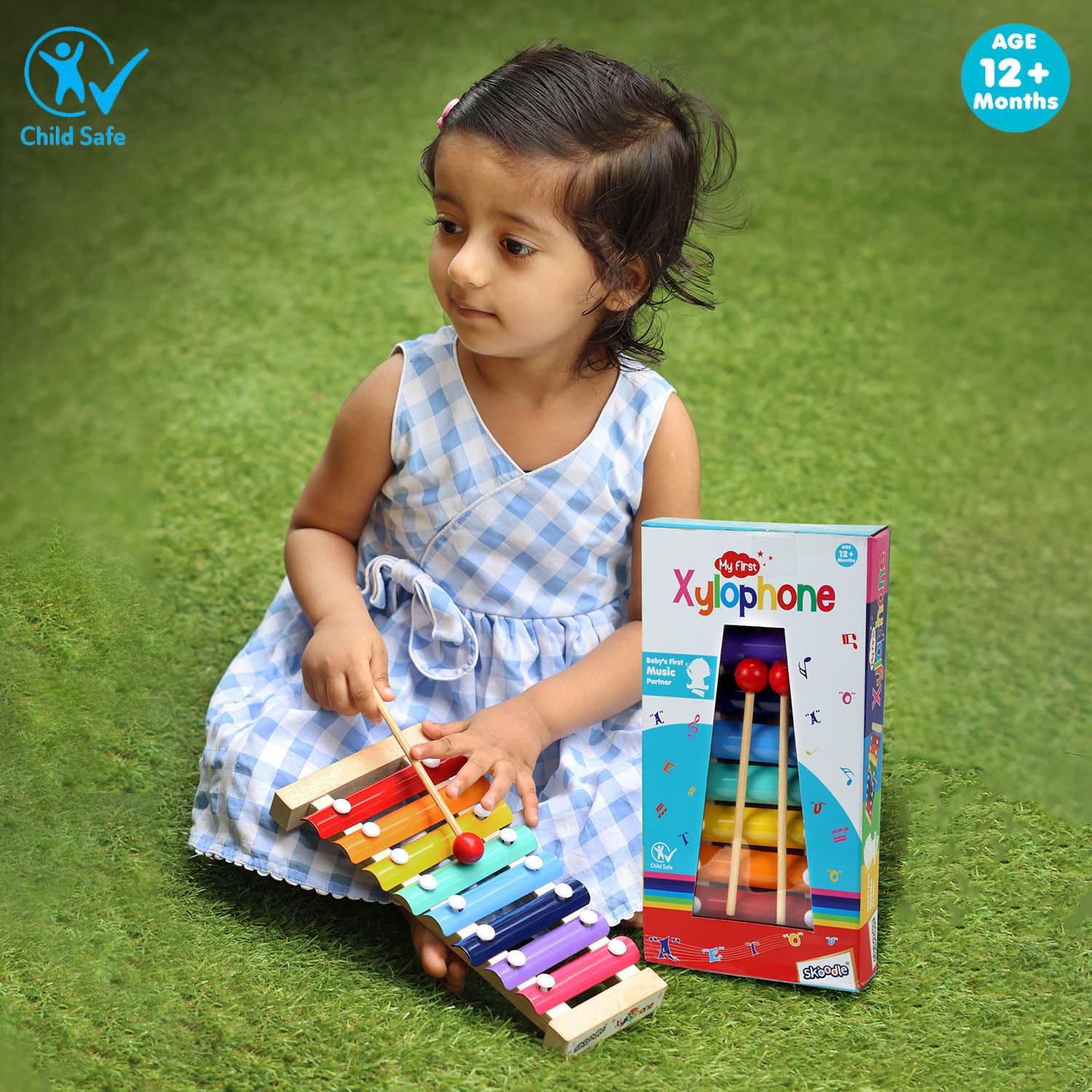 Skoodle My First Xylophone for Kids and Toddlers with Harmonica, Best Educational Musical Instrument with Wooden Mallets for Boys and Girls, Best for Gifts (1 Xylophone + 2 Sticks), Ages 12Month+ - Image 7