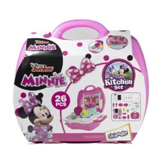 Skoodle Disney Junior Minnie Kid Chef Bring Along Kitchen Cooking Suitcase Set with Briefcase and Accessories for Kids (26 Pieces), Ages 3+