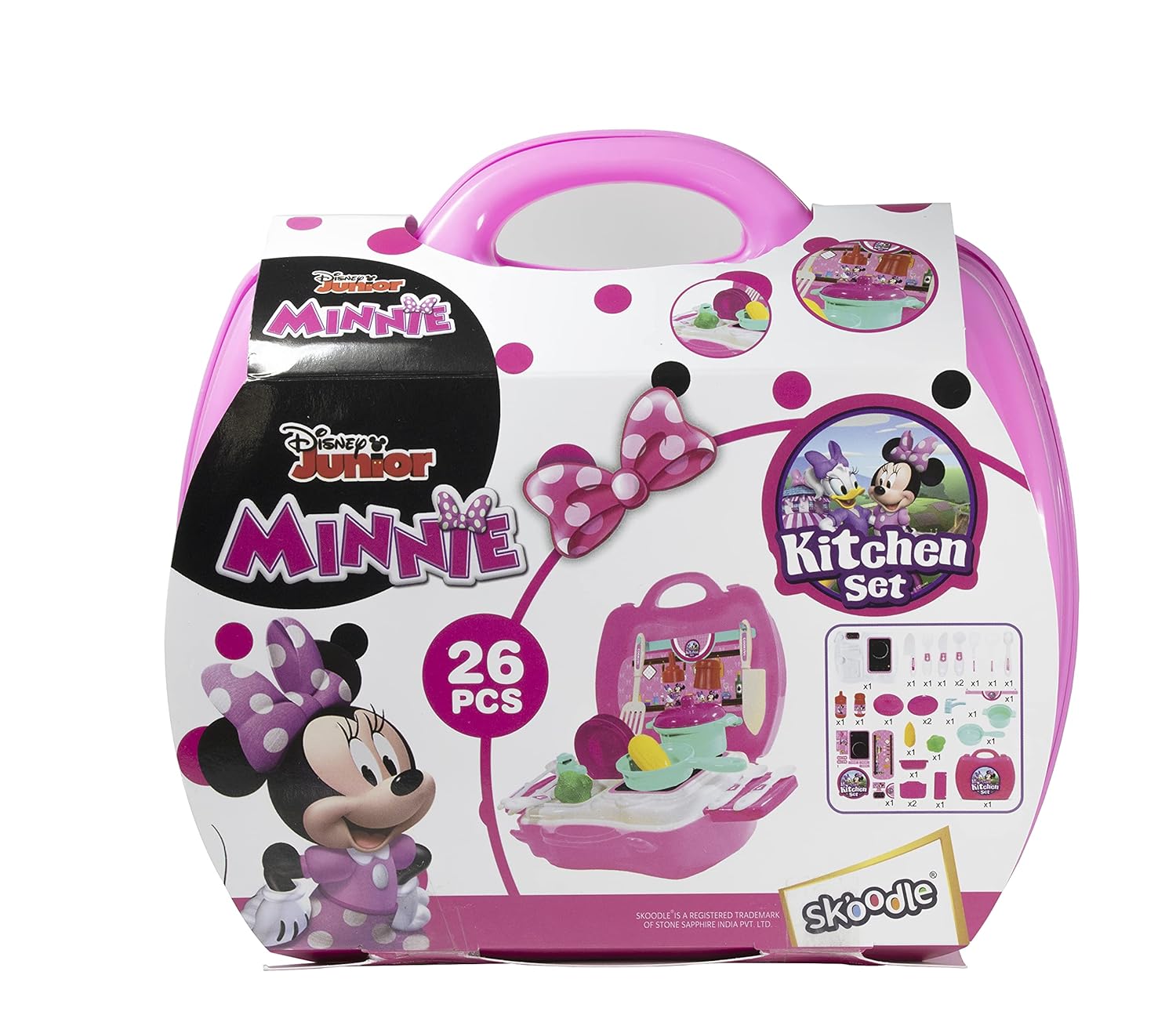 Skoodle Disney Junior Minnie Kid Chef Bring Along Kitchen Cooking Suitcase Set with Briefcase and Accessories for Kids (26 Pieces), Ages 3+ - Image 5