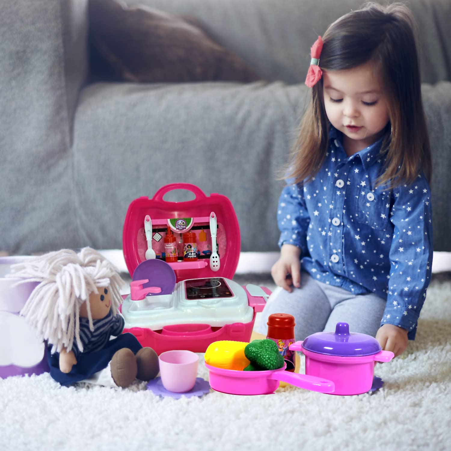 Skoodle Disney Junior Minnie Kid Chef Bring Along Kitchen Cooking Suitcase Set with Briefcase and Accessories for Kids (26 Pieces), Ages 3+ - Image 6