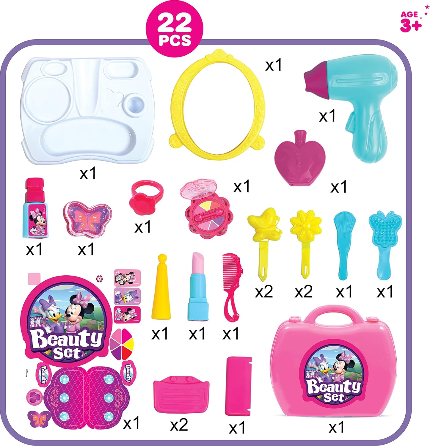 Skoodle Disney Junior Minnie Beauty Set in Plastic Case with Makeup Accessories for KidS (22 Pieces ), Ages 3+ - Image 4