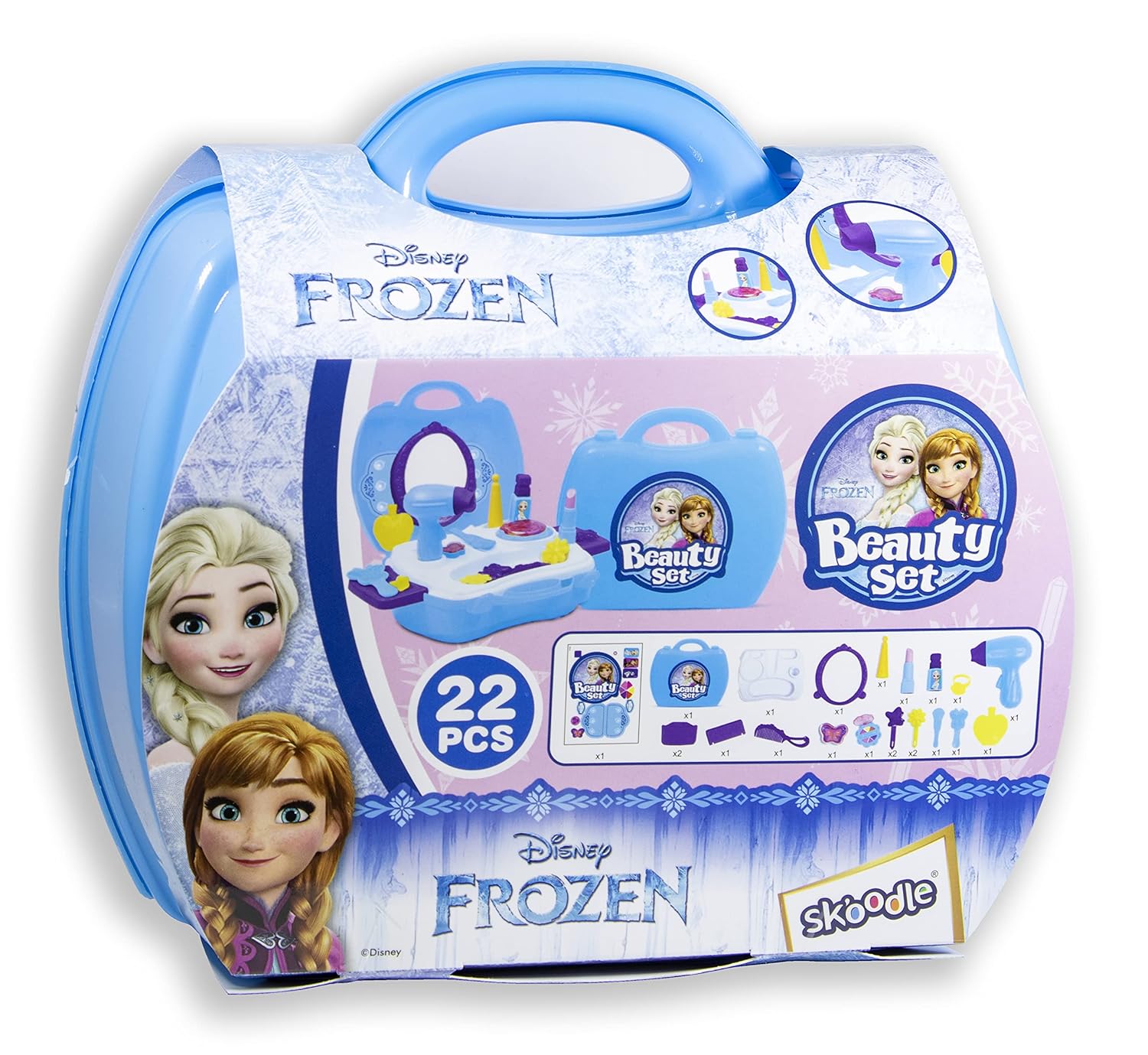 Skoodle Disney Frozen Blue Color Beauty Set in Plastic Case with Makeup Accessories for KidS (22 Pieces ), Ages 3+ - Image 2