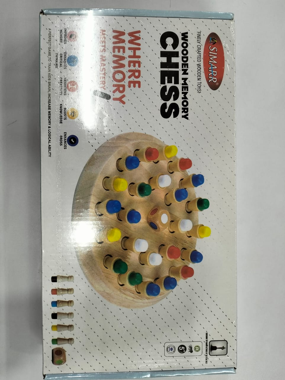 Simarr Wooden Memory Chess Game Set, Funny Block Board Game Parent-Child Interaction Toy, Ages 5+