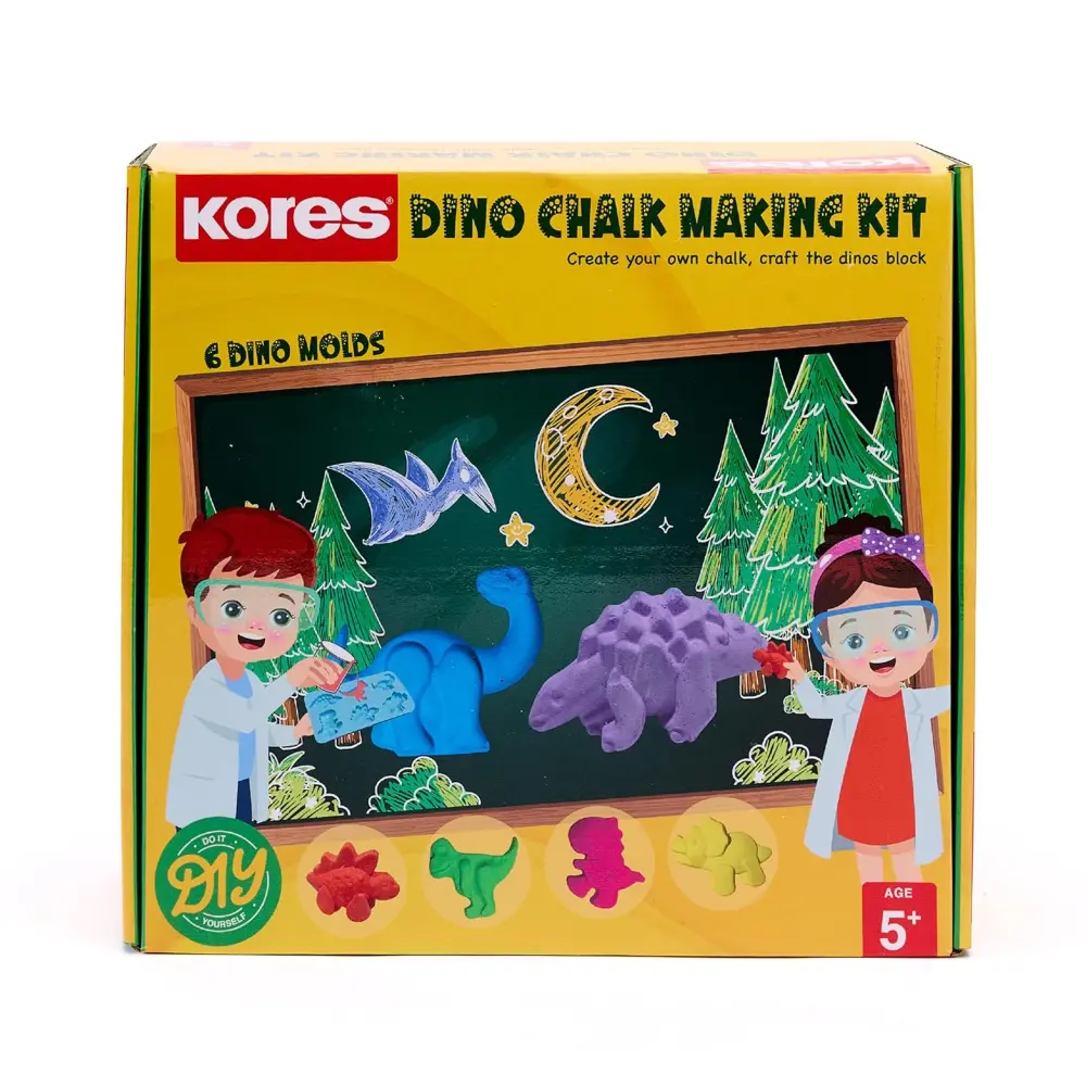 KORES Dino Chalk Making Kit - DIY Craft Kit for Kids Age 5+ - Image 2