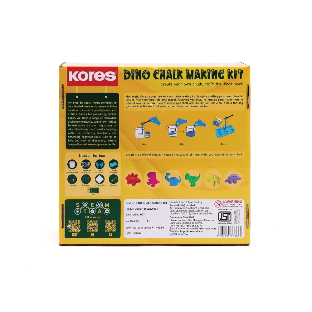 KORES Dino Chalk Making Kit - DIY Craft Kit for Kids Age 5+ - Image 7