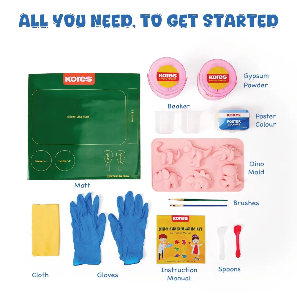 KORES Dino Chalk Making Kit - DIY Craft Kit for Kids Age 5+ - Image 3