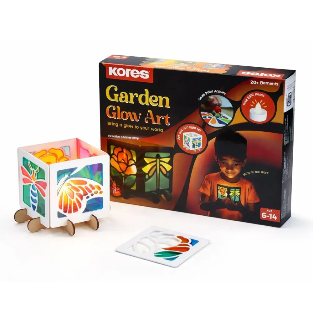 Kores Garden Glow Art Kit for Kids | DIY Glass Painting & Glow Lamp Craft Set (6–14 Years)