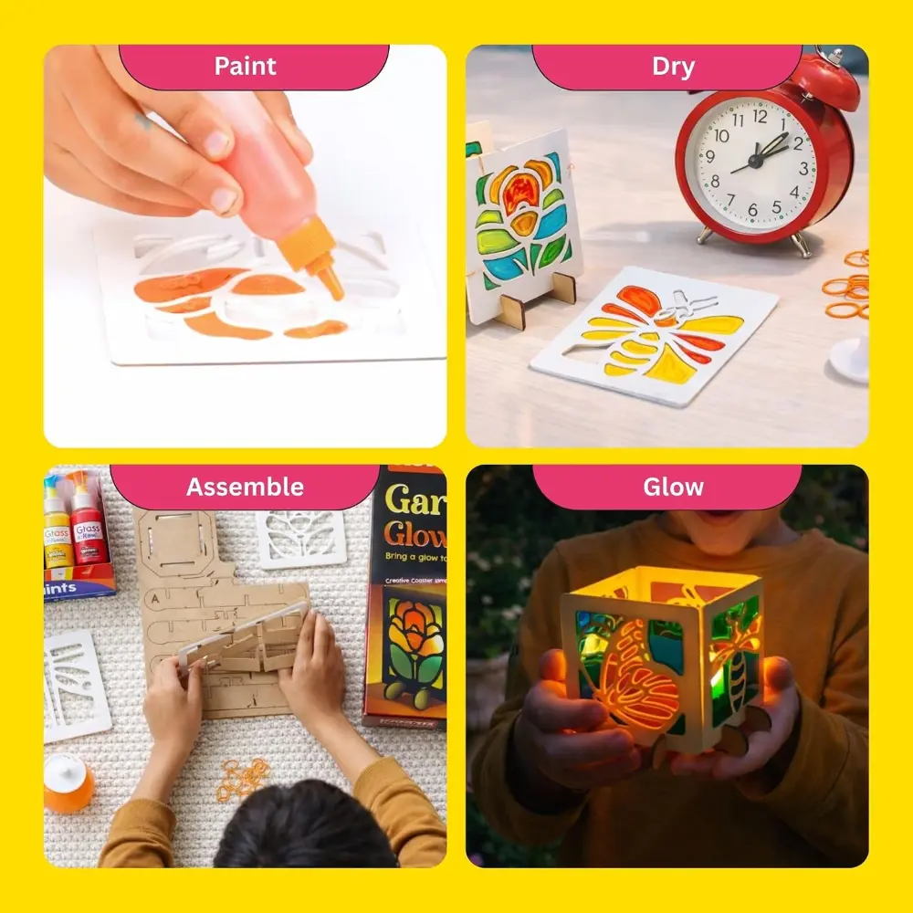 Kores Garden Glow Art Kit for Kids | DIY Glass Painting & Glow Lamp Craft Set (6–14 Years) - Image 5