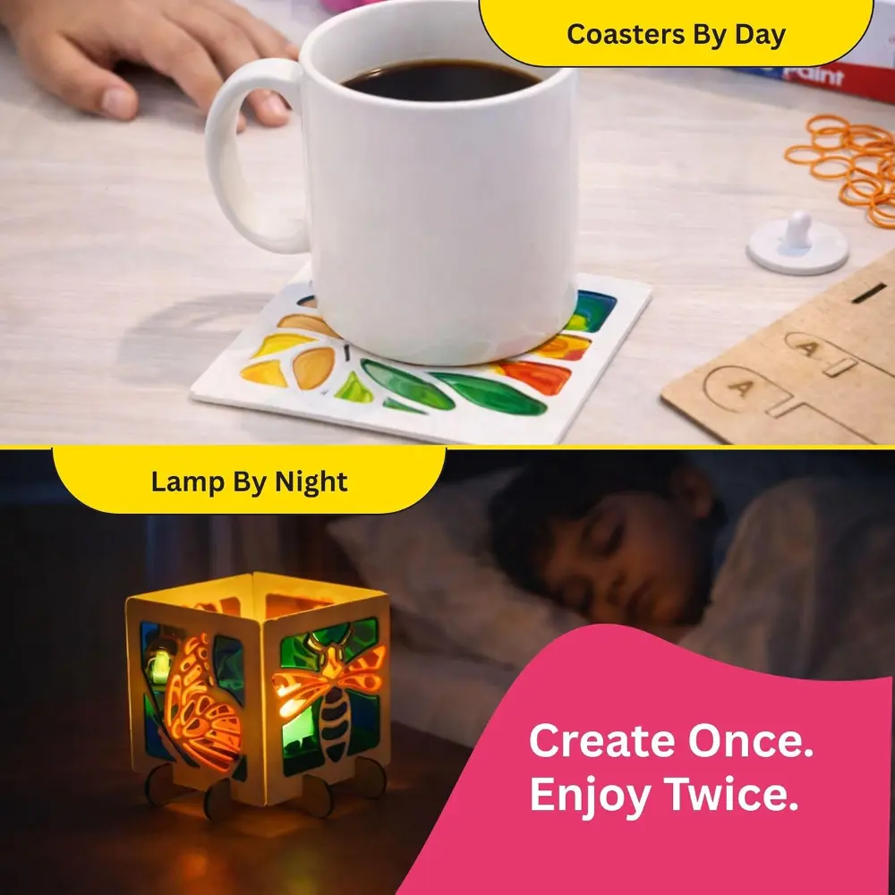 Kores Garden Glow Art Kit for Kids | DIY Glass Painting & Glow Lamp Craft Set (6–14 Years) - Image 6