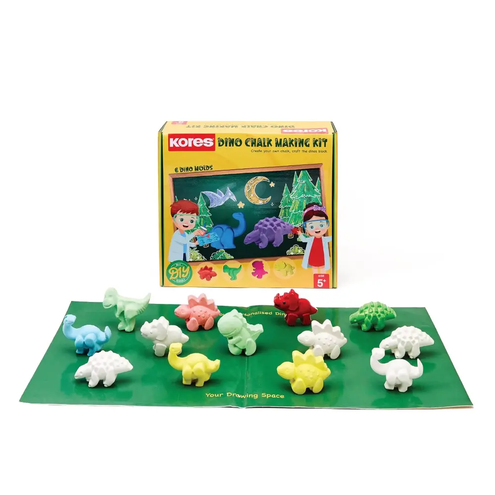 KORES Dino Chalk Making Kit - DIY Craft Kit for Kids Age 5+